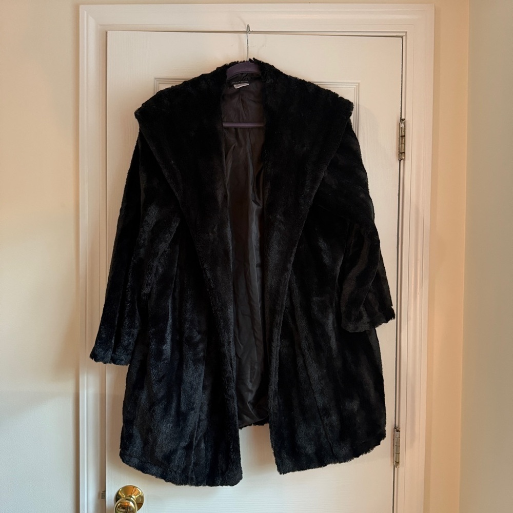 Slinky Brand Black Teddy Fur Faux Jacket